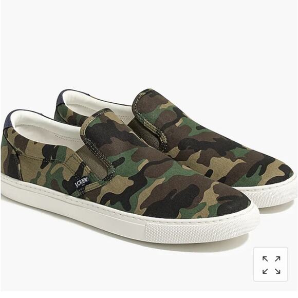 J.Crew camo Explorer camo canvas slip-on sneakers - Picture 1 of 9